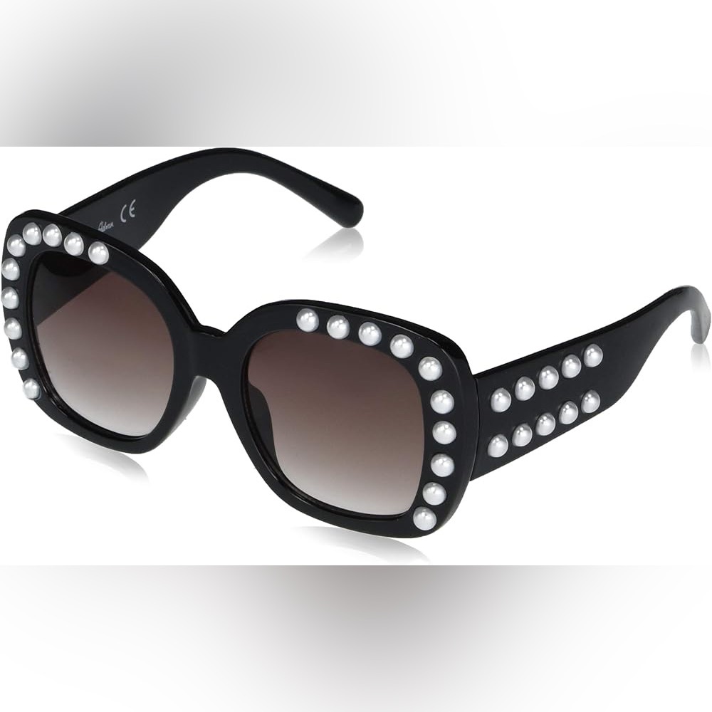Circus NY by Sam Edelman Womens Large Square Sunglasses with Pearl Detail